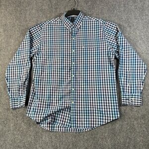 IZOD Premium Essentials‎ Mens Large Checkered Button Down Long Sleeve Shirt